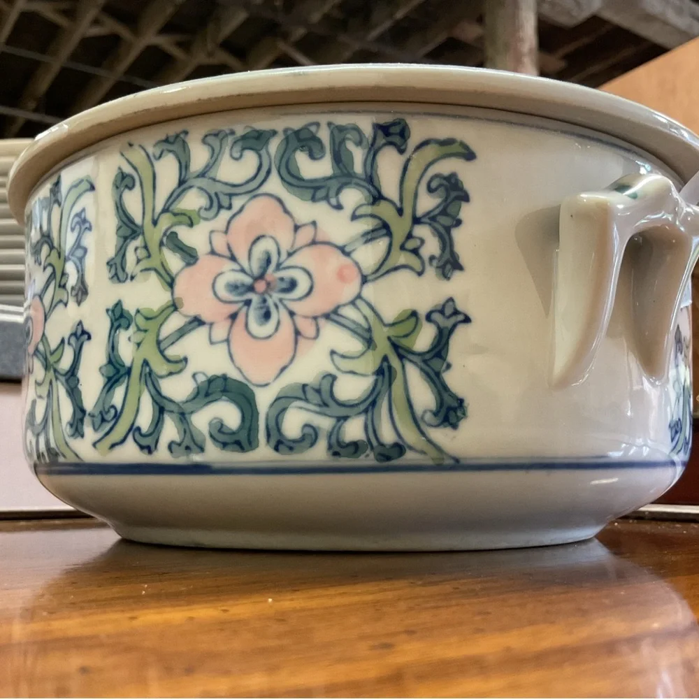 Floral Ceramic Bowl with Handles
